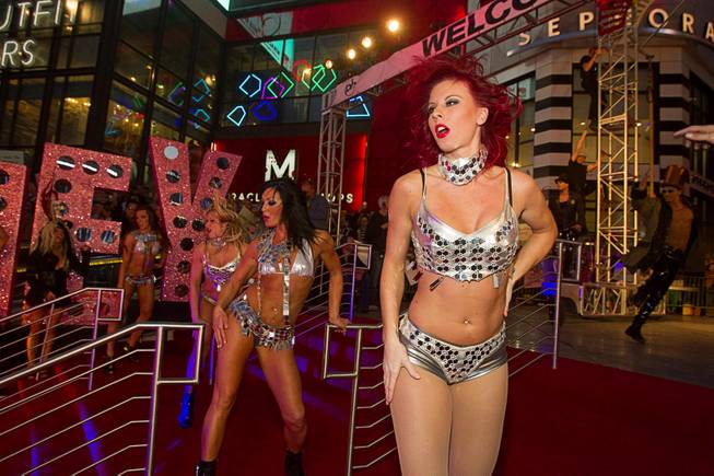 Dancers perform during an arrival ceremony for Britney Spears at Planet Hollywood on Tuesday, Dec. 3, 2013. Spears is making preparations for the debut of her two-year residency, “Britney: Piece of Me,” that is scheduled to begin at Planet Hollywood on Dec. 27. 