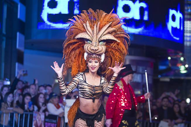 A dancer performs during an arrival ceremony for Britney Spears at Planet Hollywood on Tuesday, Dec. 3, 2013. Spears is making preparations for the debut of her two-year residency, “Britney: Piece of Me,” that is scheduled to begin at Planet Hollywood on Dec. 27. 
