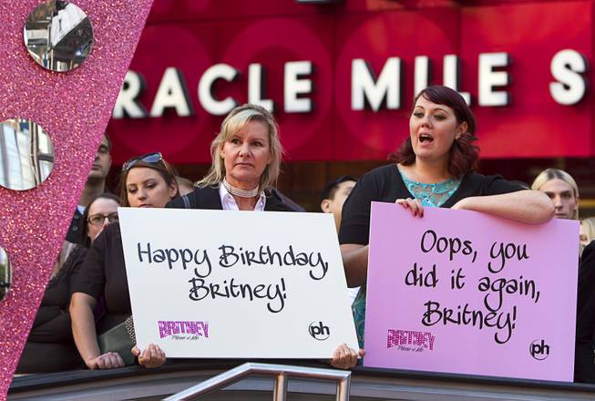 Women wait for Britney Spears to arrive at Planet Hollywood on Tuesday, Dec. 3, 2013. Spears is making preparations for the debut of her two-year residency, “Britney: Piece of Me,” that is scheduled to begin at Planet Hollywood on Dec. 27. 