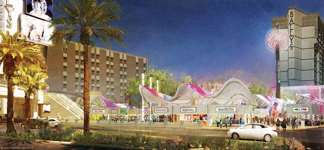 An artist's rendering shows Grand Bazaar Shops, an outdoor mall on the Strip.  Construction on the Grand Bazaar Shops began the week of Dec. 2, 2013, and it is scheduled to open outside Bally’s in fall 2014.