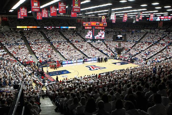 A sold out McKale Center watches UNLV take on Arizona in Tucson Saturday, Dec. 7, 2013. Arizona won the game 63-58.