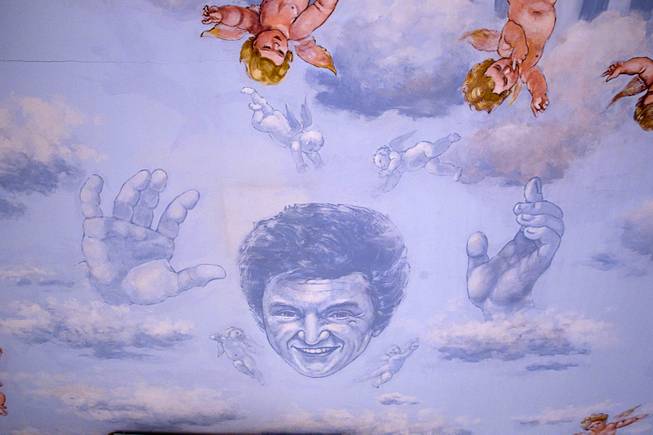 An image of Liberace is shown on the ceiling at the Liberace house Monday, Dec. 9, 2013.  Liberace's former residence was purchased by British businessman Martyn J. Ravenhill for $500,000 in August.