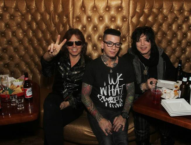 Joey Tempest, D.J. Ashba and Tom Keifer in the Gold Room at Vince Neil’s Tatuado, Eat, Drink, Party in Circus Circus. 