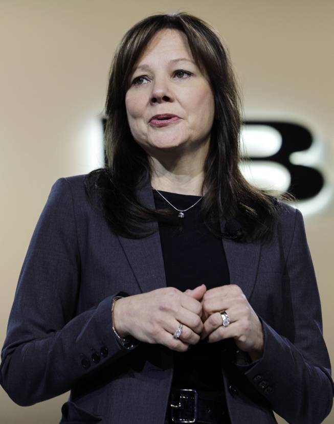 In this Jan. 10, 2012, file photo, Mary Barra, General Motors senior vice president, global product development, speaks at the debut of the 2013 Buick Encore at the North American International Auto Show in Detroit. A person briefed on the matter on Tuesday, Dec. 10, 2013, said General Motors' board has named Barra as the company's next CEO.