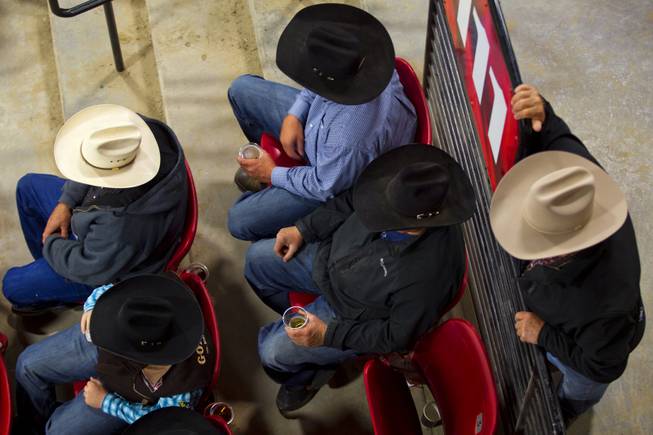 Rodeo fans relax in the stands to watch the XIII World Series of Team Roping (WSTR) Finals at the South Point Hotel Wednesday, Dec. 11, 2013.