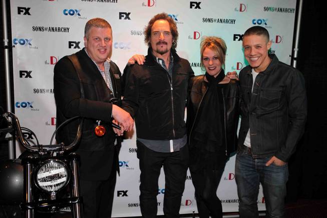 Derek Stevens, Kim Coates, Nicole Stevens and Theo Rossi at the “Sons of Anarchy” season-finale screening at the D Las Vegas on Tuesday, Dec. 10, 2013.