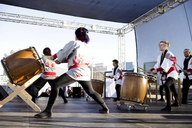 Taiko drummers perform during "LV4PH," a festival relief effort to aid the victims of Typhoon Yolanda, held at Rio All-Suites Hotel & Casino on Saturday, Dec. 14, 2013.