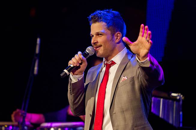 Mark Shunock hosts during "Monday's Dark," a monthly charitable event, at Body English nightclub at the Hard Rock Hotel Monday Dec. 16, 2013. Shunock plays Lonny the narrator in the musical Rock Of Ages. Proceeds from the event benefited local nonprofit Aid for Aids of Nevada (AFAN).