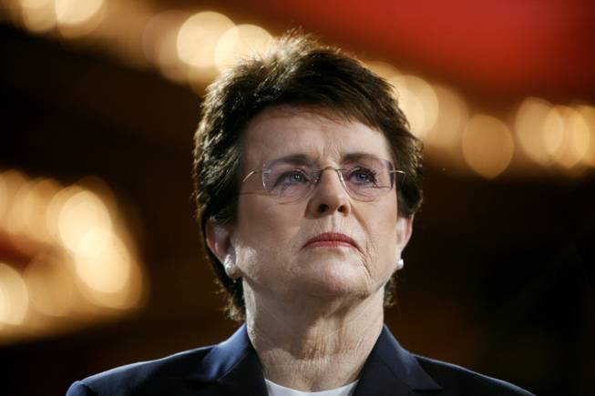 In this June 4, 2007, file photo, tennis champion Billie Jean King is introduced during a town hall conversation hosted by the group Women for Hillary in New York. The White House says King and U.S. Ambassador to Russia Michael McFaul will join the opening ceremonies of the Winter Olympics next year in Sochi, Russia.