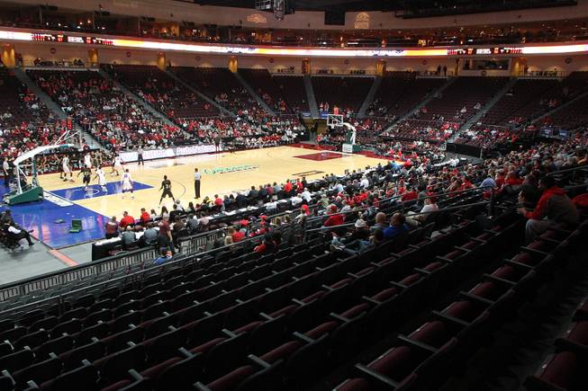 A sparse crowd watches as UNLV takes on Santa Clara during their Continental Tire Las Vegas Classic game Sunday, Dec. 2013, at the Orleans Arena. UNLV won 92-71 and will face Mississippi State in the championship game Monday night.