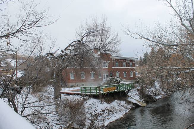 The Lava Hot Springs Inn as viewed from the Portneuf River bridge.