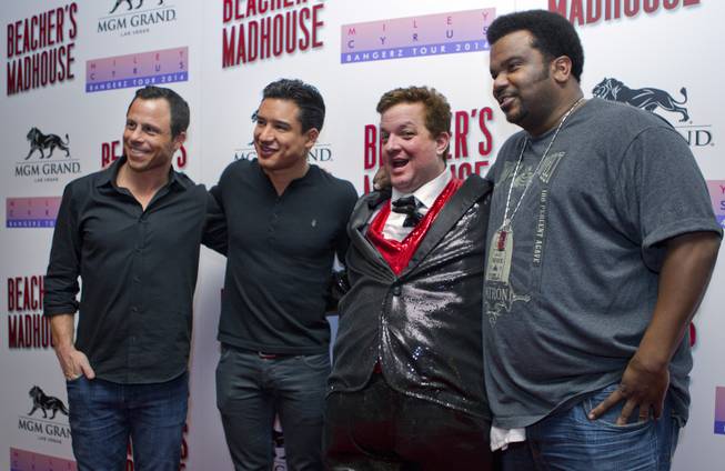 Jeff Beacher (center) and friends on the Red Carpet at the opening of Beacher's Madhouse MGM Grand Hotel & Casino on Friday, Dec. 27, 2013.