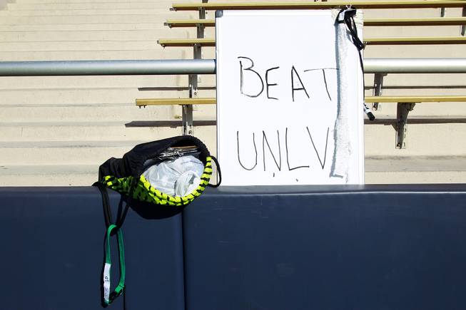A dry erase board serves as a reminder for players during the North Texas practice for the Heart of Dallas Bowl Monday, Dec. 30, 2013 at Highland Park High School in Dallas.
