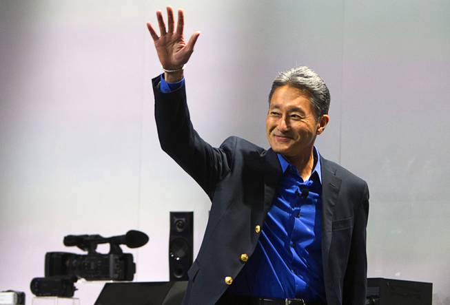 Kazuo Hirai, president and CEO of Sony Corp., arrives at a Sony news conference during the International Consumer Electronics Show (CES), in Las Vegas, Monday Jan. 6, 2014.