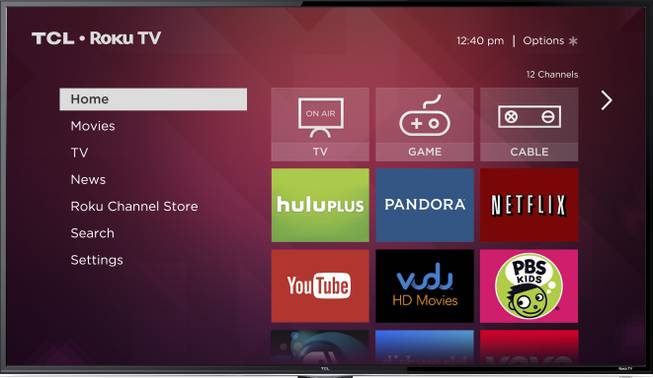 This image provided by Roku Inc., shows a screen frame grab of Roku's service. Internet streaming platform company Roku Inc. is launching a line of TVs that plays back video from services like Netflix without requiring an extra set-top box.