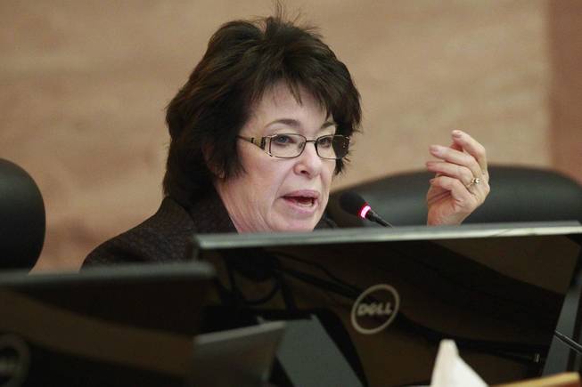 Commissioner Mary Beth Scow speaks during a meeting of the Las Vegas Valley Water District Board Tuesday, Jan. 7, 2014.