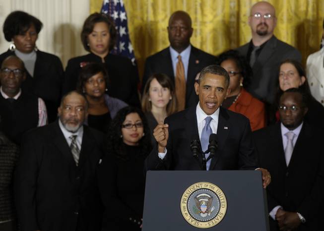 President Barack Obama speaks about unemployment benefits Tuesday, Jan. 7, 2014, in the East Room of the White House in Washington, D.C.  