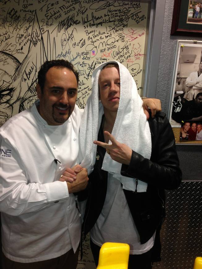 Chef Barry Dakake and Macklemore at N9NE Steakhouse in the Palms.