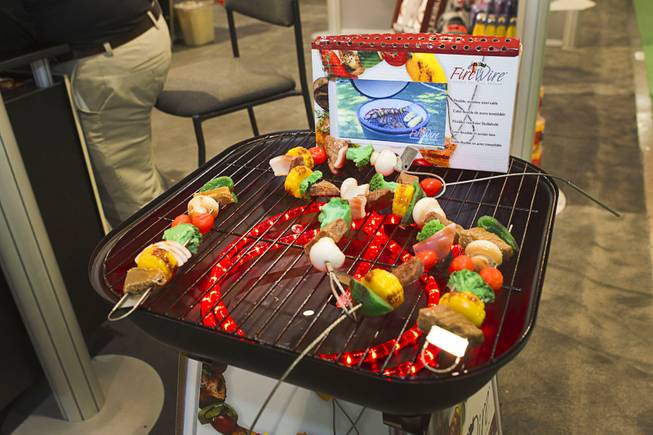 Firewire flexible grilling skewers are displayed during the 2014 SHOT Show (Shooting, Hunting, Outdoor Trade) at the Sands Expo & Convention Center Tuesday, Jan. 14, 2014. A Firewire two-pack retails for $9.95.