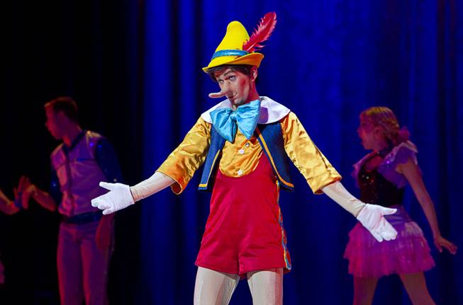 Pinnochio's noise grows after he tells a lie during "Disney On Ice: Rockin' Ever After" at the Thomas & Mack Center Thursday, Jan. 16, 2014. The show plays at the center through Sunday.