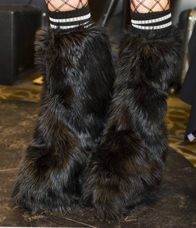 Furry shoes worn for the AVN Adult Entertainment Expo happening at the Hard Rock Hotel & Casino on Thursday , Jan. 16, 2014.