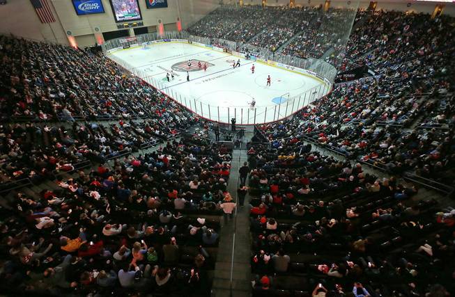 A capacity crowd of 7,786 fans cheered on the hometown Las Vegas Wranglers as they played the Ontario Reign at Orleans Arena on Friday, Jan. 31, 2014.