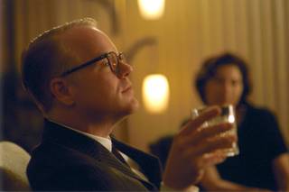 In this file photo provided by Sony Pictures Classics, Philip Seymour Hoffman as Tuman Capote, a one-of-a-kind author sent to Kansas to pen an article about the brutal murder of a family in a small Kansas town that sent shockwaves through the nation in 