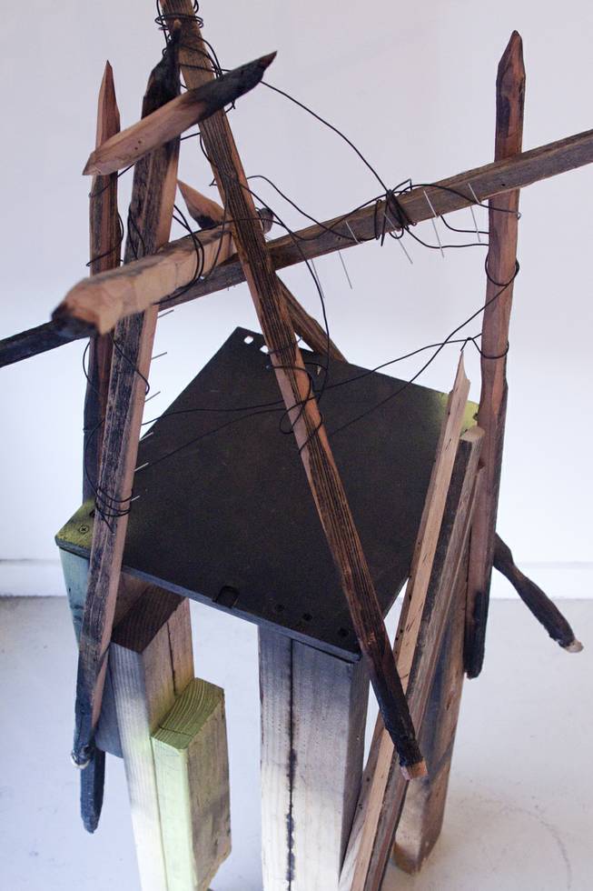 Zak Ostrowski's sculpture, "?," at the "Eco Logic" CAC group exhibit Sunday, Feb. 9, 2014.