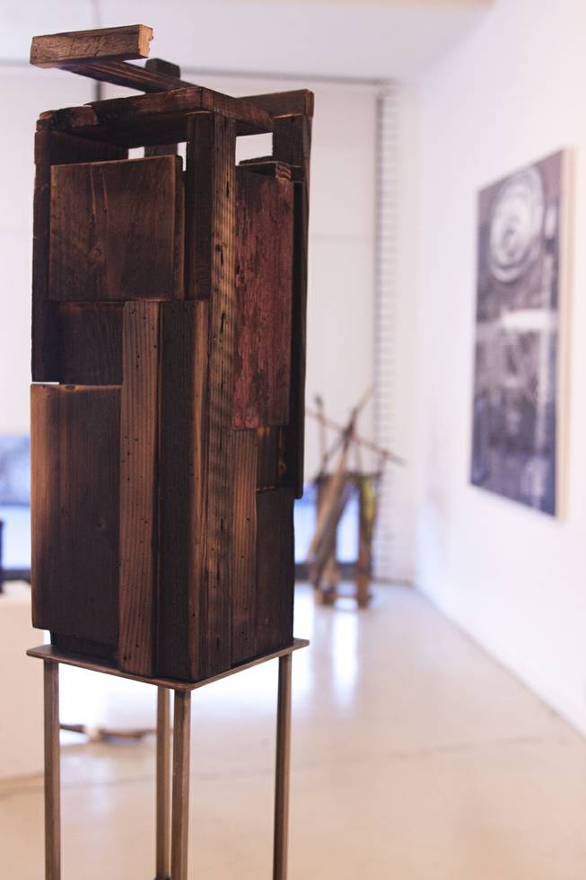 Zak Ostrowski's sculpture, "Sugi Shanty Study #1" at the "Eco Logic" CAC group exhibit Sunday, Feb. 9, 2014.