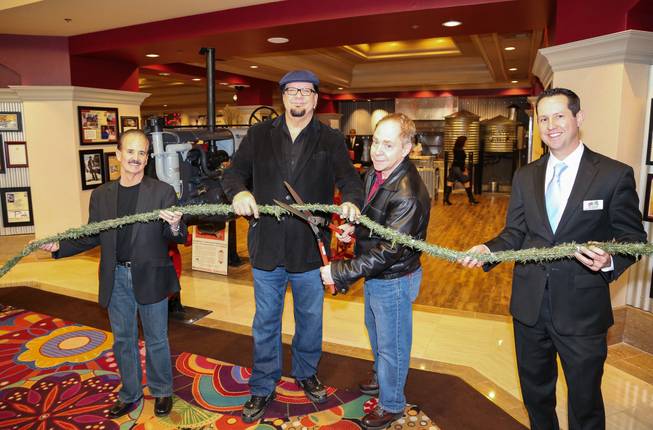 Jim Rees, Penn Jillette, Teller and Dan Walsh at the opening of Hash House a Go Go on Monday, Feb. 10, 2014, at the Rio.