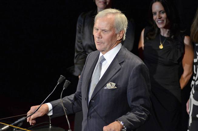 Former NBC News anchor Tom Brokaw accepts the Freedom Award at the International Rescue Committee Freedom Award Dinner at the Waldorf Astoria Hotel in New York on Nov. 9, 2011. 