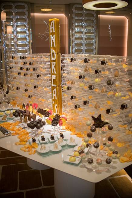 The dessert station at Andrea’s first-anniversary celebration Wednesday, Feb. 12, ...