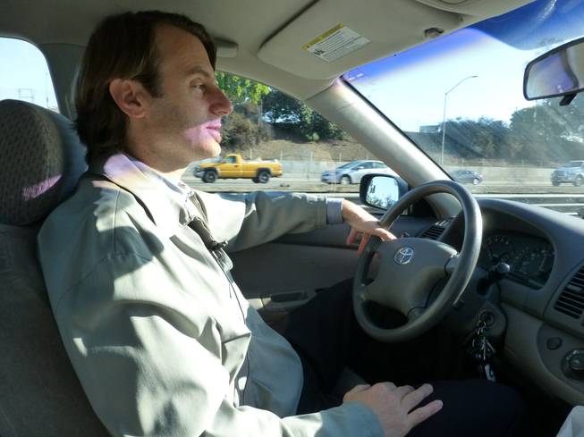 In this Wednesday, Feb. 12, 2014, photo, Associated Press reporter Justin Pritchard drives along Interstate 5, in Los Angeles. Interstate 5 in Los Angeles County is California's most congested route, according to new data from the state Department of Transportation.
