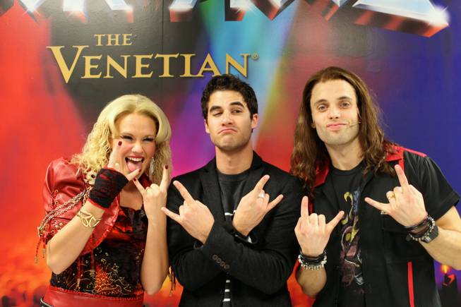 Carrie St. Louis, Darren Criss and Justin Mortelliti at “Rock of Ages” on Saturday, Feb. 15, 2014, in the Venetian.