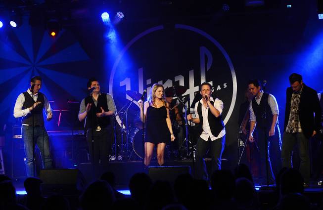The cast of “Million Dollar Quartet” at Harrah’s performs during ...