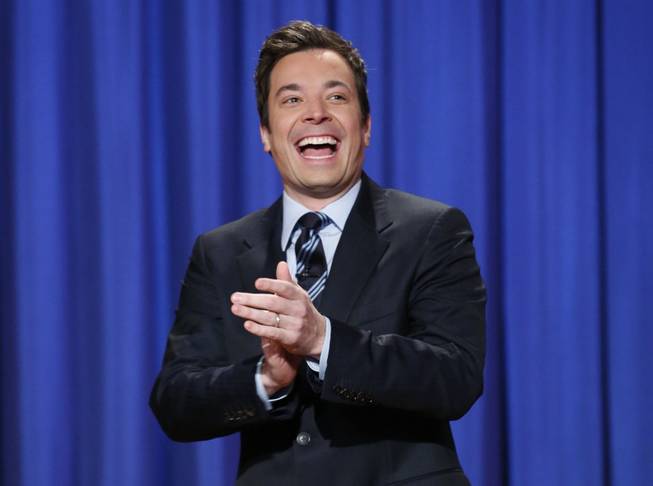 This April 4, 2013, file photo released by NBC shows Jimmy Fallon, host of "Late Night with Jimmy Fallon," in New York. Fallon will debut as host of his new show, "The Tonight Show with Jimmy Fallon," on Feb. 17.