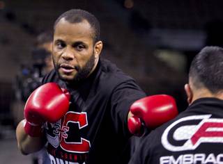 UFC 170 fighter Daniel Cormier Rosendo Sanchez spars with his trainer at Mandalay Bay on Wednesday, Feb. 19, 2014.