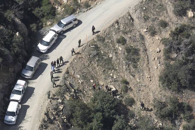 This aerial photo shows the scene of a shooting by a U.S. Border Patrol agent near San Diego on Tuesday, Feb. 18, 2014. 