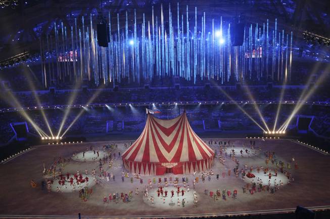 The circus segment during the closing ceremony for the 2014 Winter Olympics at Fisht Olympic Stadium in Sochi, Russia, Feb. 23, 2014. (Josh Haner/The New York Times)