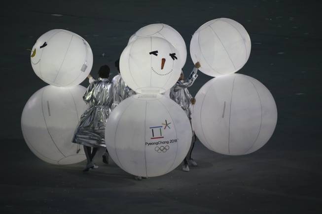 A segment dedicated to Pyeongchang, South Korea during the closing ceremony for the 2014 Winter Olympics at Fisht Olympic Stadium in Sochi, Russia, Feb. 23, 2014. (Doug Mills/The New York Times)