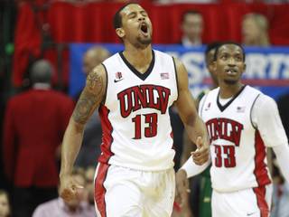 UNLV guard Bryce Dejean Jones reacts after a play during their Mountain West Conference game against Colorado State Wednesday, Feb. 26, 2014 at the Thomas & Mack Center. UNLV won 78-70.