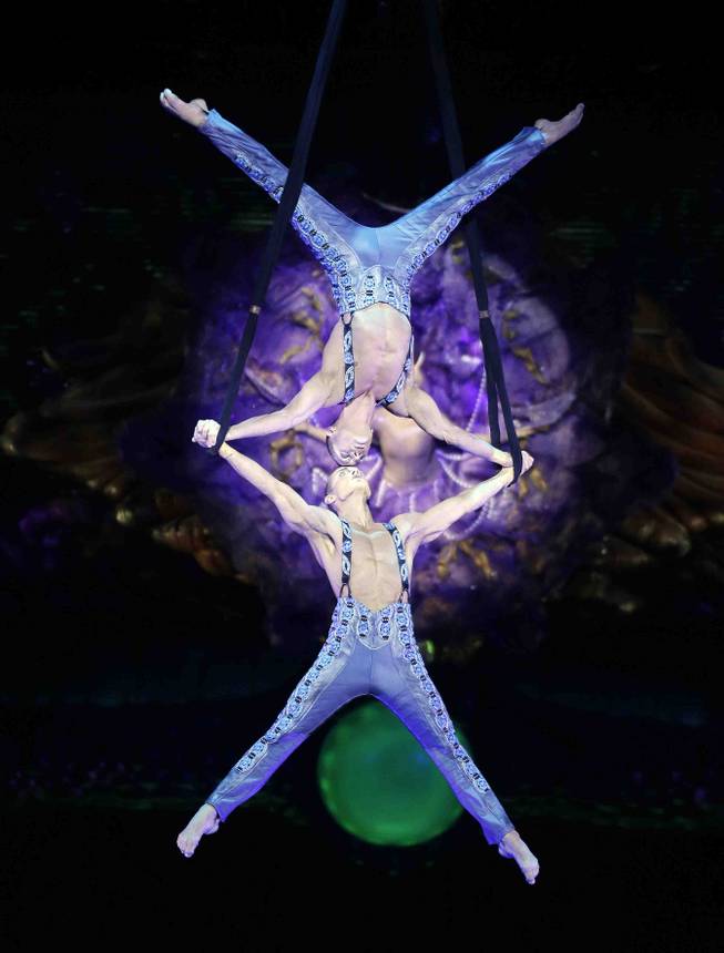 British twin brothers Kevin and Andrew Atherton in Cirque du Soleil’s “Zarkana” at Aria.