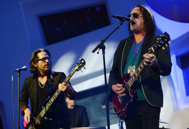 Kip Winger and Todd Rundgren performs during the Kerry Simon "Simon Says Fight MSA" benefit concert at the Keep Memory Alive Center in Las Vegas on Feb. 27, 2014.