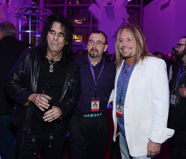 Alice Cooper, Doug Simon and Vince Neil during "Simon Says Fight MSA" benefit concert at The Keep Memory Alive Center in Las Vegas on Feb. 27, 2014.