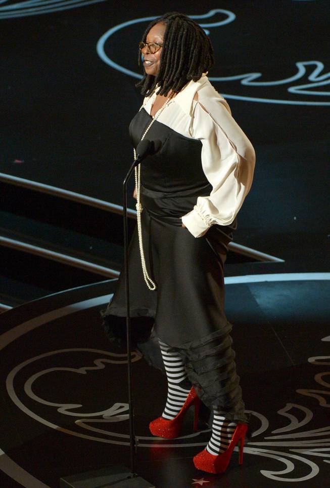 Whoopi Goldberg speaks during the Oscars at the Dolby Theatre on Sunday, March 2, 2014, in Los Angeles.  (Photo by John Shearer/Invision/AP)
