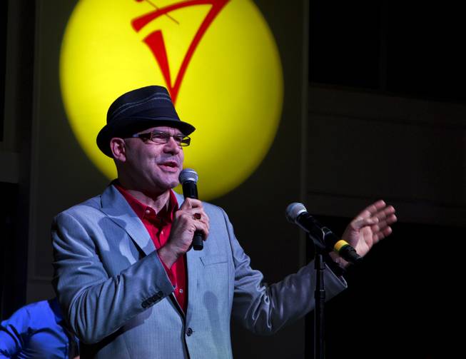 John Katsilometes welcomes the crowd to Las Vegas Weekly's Unscripted Party featuring Stifler in the Havana Room on Tuesday, March 4, 2014, at the Tropicana.