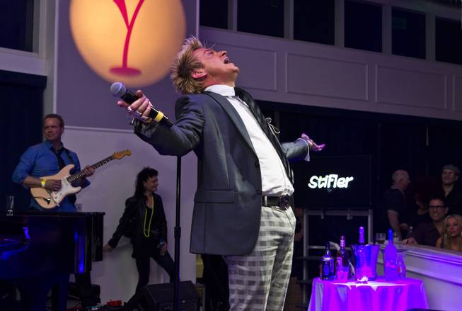 Chris Phillips of Zowie Bowie entertains the crowd during Las Vegas Weekly's Unscripted Party featuring Stifler in the Havana Room on Tuesday, March 4, 2014, at the Tropicana.