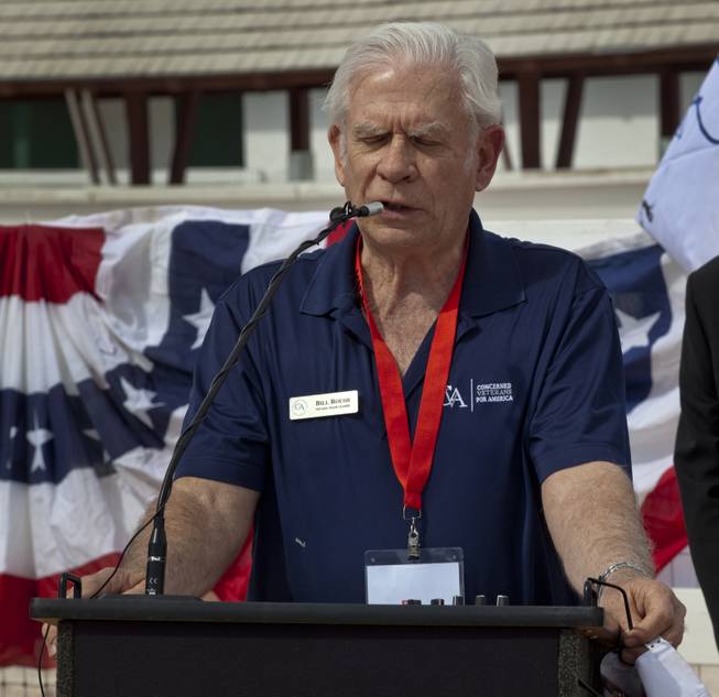 Captain Bill Roush, USAF (Ret) gives an invocation during the Horses4Heroes ribbon-cutting ceremony and grand- opening event at Tule Springs on Thursday, March 06, 2014.
