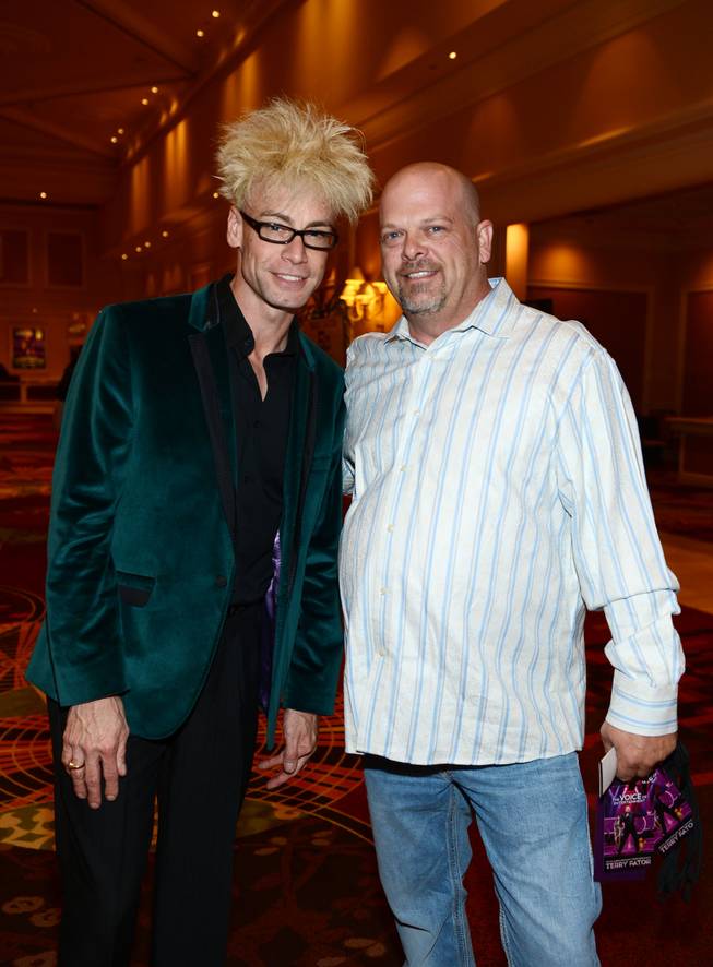 Murray Sawchuck and Rick Harrison at Terry Fator’s fifth-anniversary celebration Friday, March 7, 2014, at the Mirage.