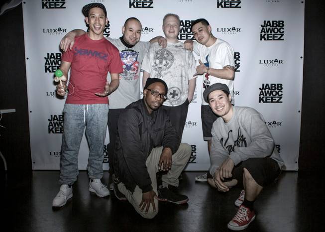 Davien, second from right at top, with the Jabbawockeez at Luxor.